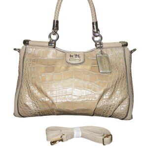 Coach Ashley Limited Edition Tan Croc Embossed Leather Satchel Crossbody
